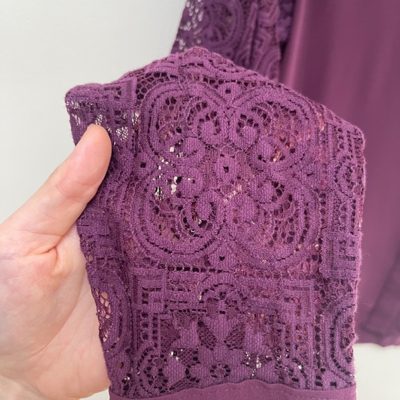 LOFT Plum Crochet Sleeve Button-Up - Picture 7 of 11